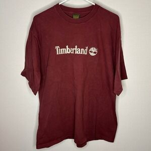 Timberland T Shirt Mens Large Burgundy 100% Cotton Made in USA Streetwear Gorp